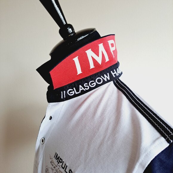 New Men's Impulso Italian While Blue Short Sleeves 100% Cotton Polo Shirt Size M - Picture 6 of 16